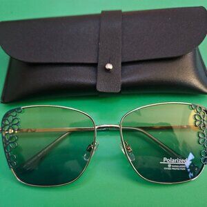 flower design uv400 polarized sunglasses with storage bag new